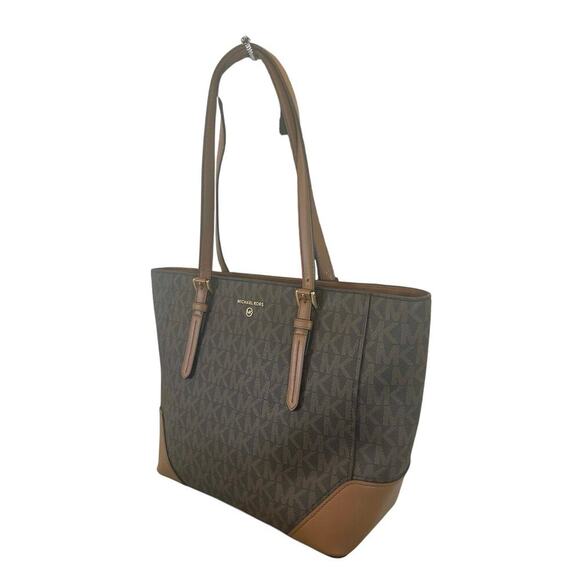 NEW MICHAEL KORS ARIA LARGE TOTE BAG BROWN/ACORN GOLD ACCENTS CARRYALL VERSATILE - Picture 11 of 16